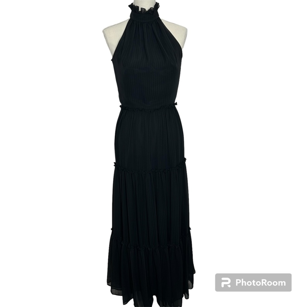 Mr. Blackwell vintage black evening maxi dress halter top